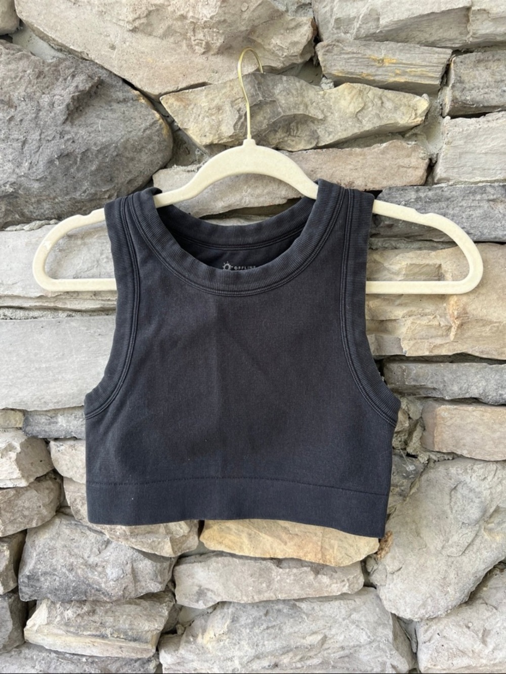 Offline by Aerie Bra Top Black Size Medium